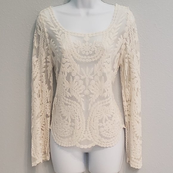 Xhilaration Tops - Embroidered Sleeve Blouse, Size Small